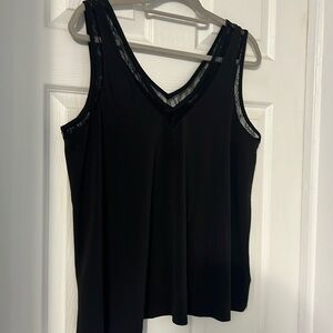 NWT black tank top with lace detail on top.